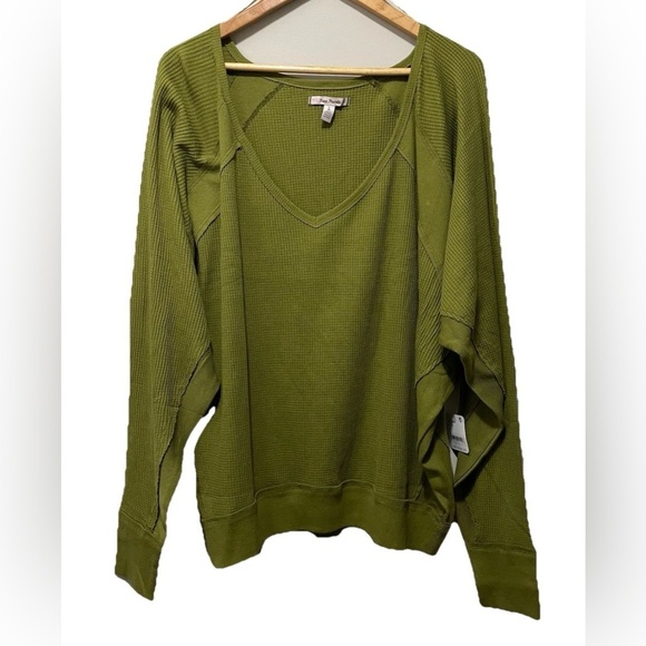NWT Free People Ferngully Thermal Top Women L Oversized Long Sleeve Boho Casual - Picture 2 of 5